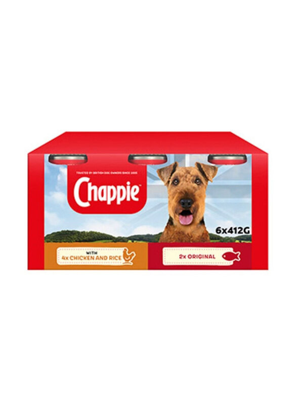 

Chappie Can Adult Dog Wet Food Original with Chicken & Rice, 6 x 412g