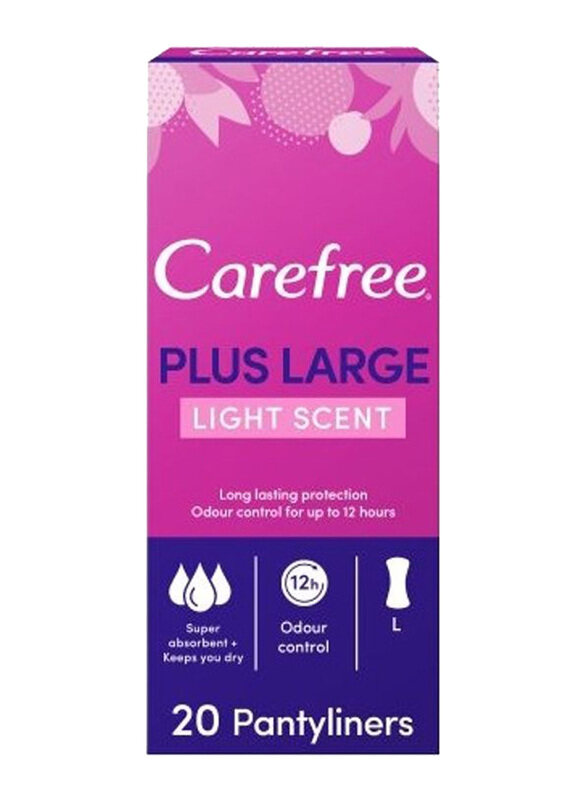 

Carefree Plus Large Light Scent Panty Liners, 20 Pieces