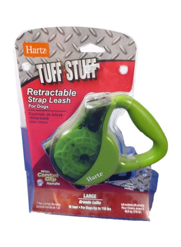 Hartz 16-Feet Retractable Strap Leash, Green/Black