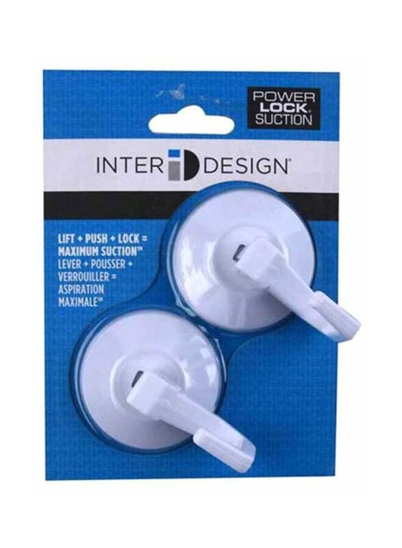 Interdesign Suction Cup Hooks, 2-Piece, White