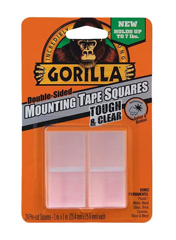 

Gorilla Double-Sided Mounting Tape Squares, 24 Pieces, Clear