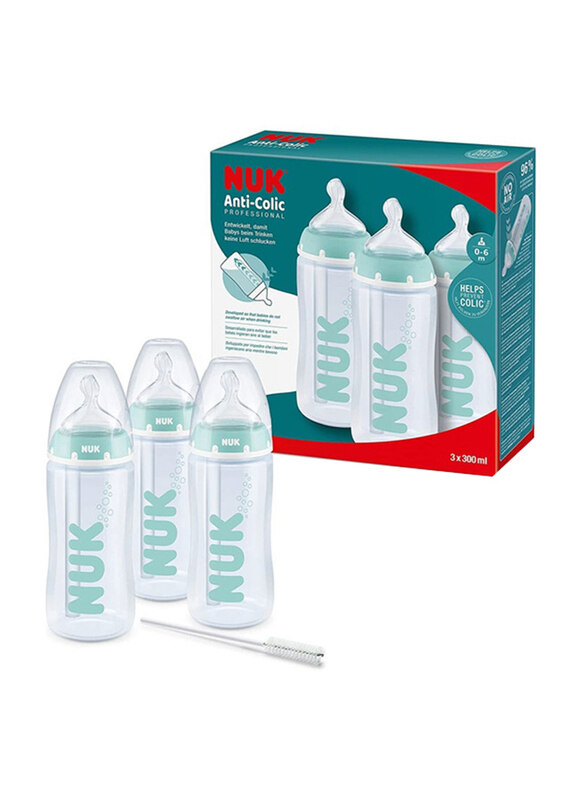 

Nuk Anti-Colic Professional PP Bottle Set, 3 x 300ml, Green