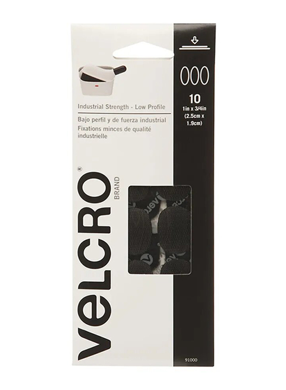 Velcro 10-Piece Industrial Strength Fasteners, 2.5 x 1.9cm, Black