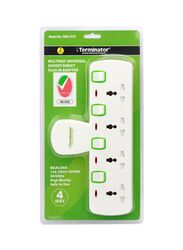 Terminator 4-Way Multi Adapter with 3 Switches Universal Socket, White