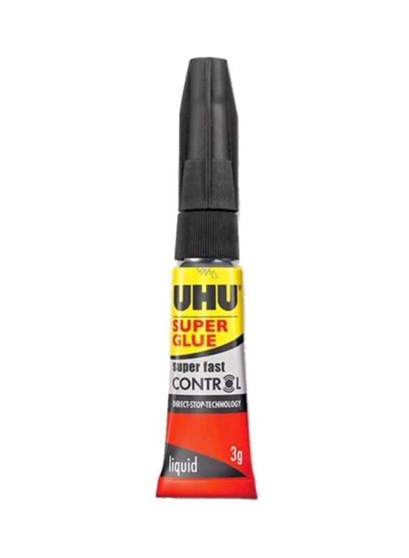 UHU Super Fast Control Glue, 3g, Yellow/Black/Red