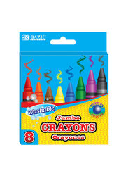 Bazic Washable Premium Jumbo Crayons, 8 Piece, Multicolour