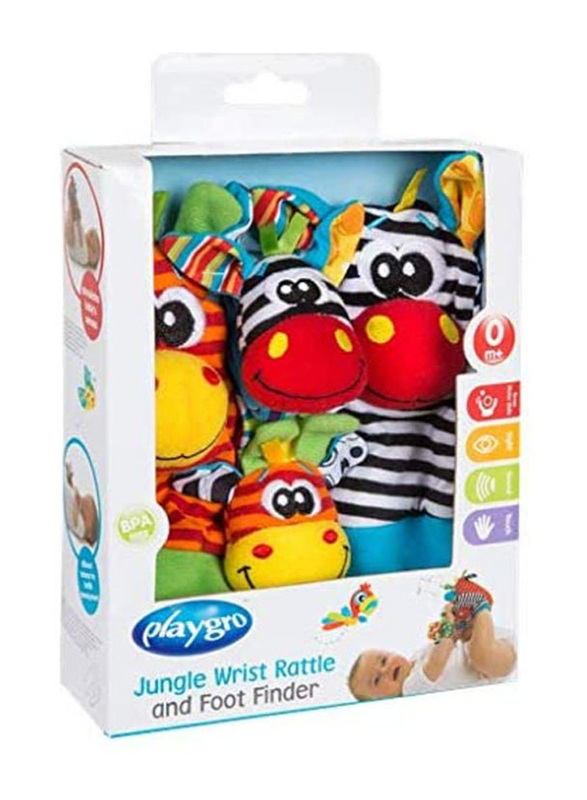 

Playgro 4-Piece Jungle Wrist Rattle & Foot Finder Set 0183077, Multicolour