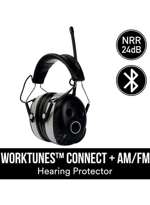 3M Work Tunes Connect Wireless Over-Ear Headphones, Black