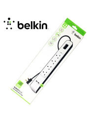 Belkin 4 Way 2 USB Port Surge Protection Extension Socket with 2-Meter Cable, White/Grey