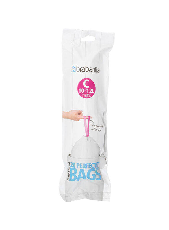 

Brabantia Code C Perfectfit Bin Liner, 20-Piece, White