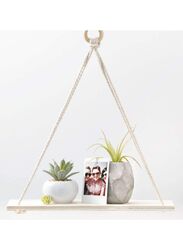 Darice Unfinished Wooden Shelf With Rope Hanger, Beige