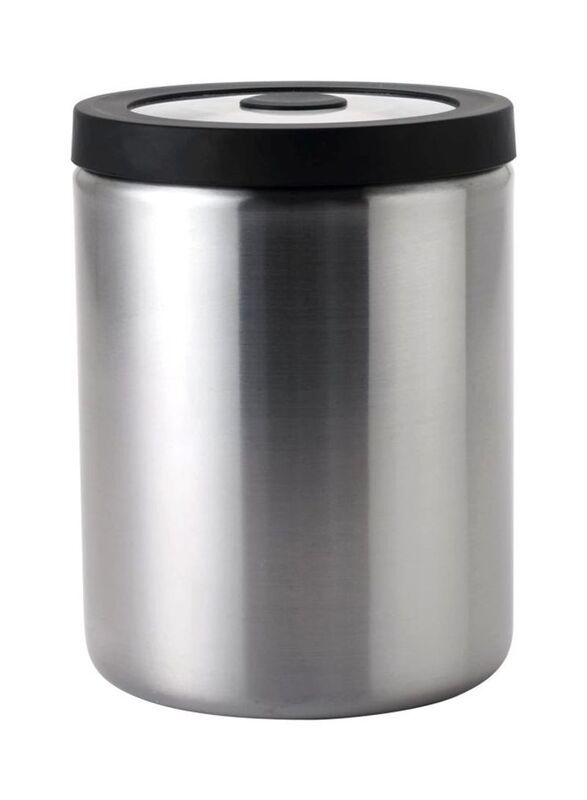 Oxo Steel Press Top Canister Set, 5 Piece, Black/Silver
