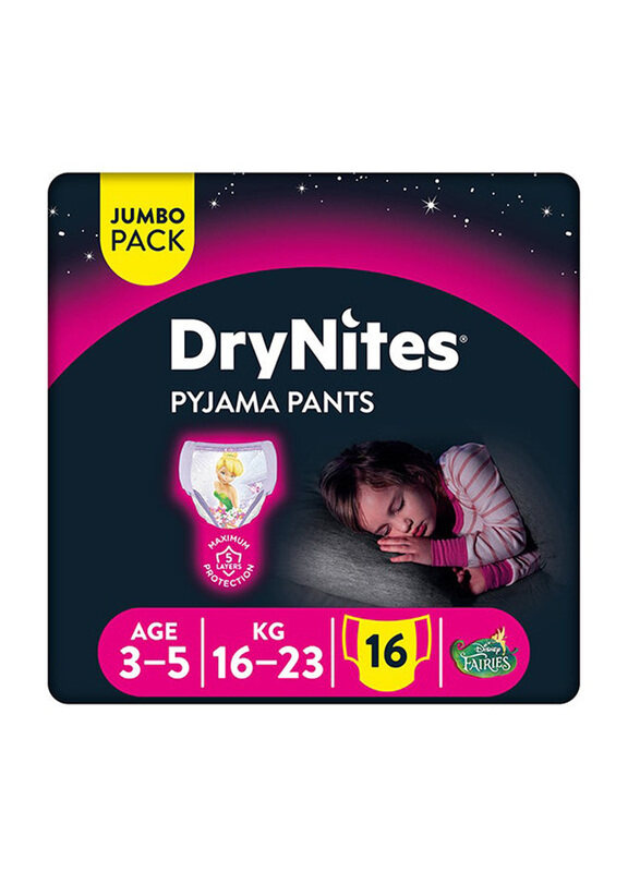 

Huggies Dry Nites Pyjama Pants For Girls, 3-5 Years, 16-23 Kg, Jumbo Pack, 16 Count