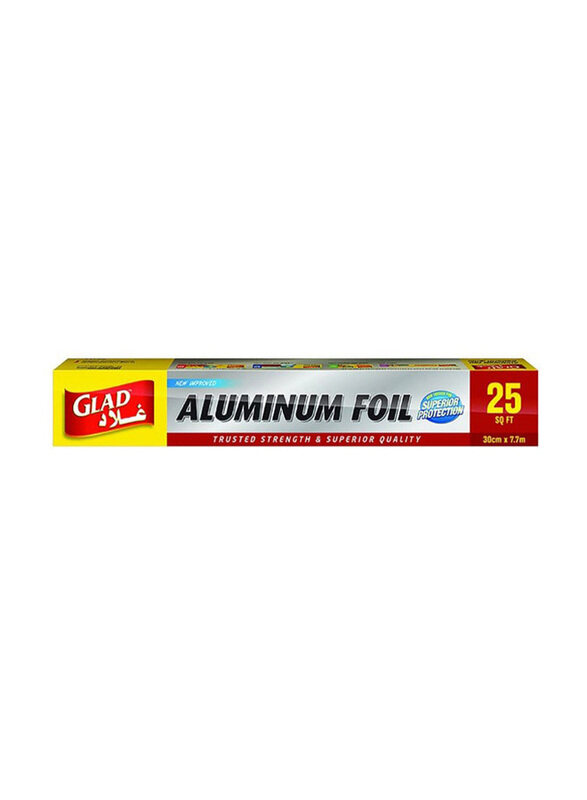 

Glad Aluminum Foil Silver, 30 cm x 7.7 m, 25 sq. ft.
