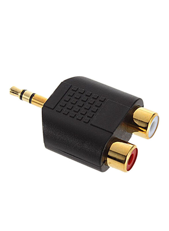 3.5mm Audio Headphones Stereo Plug, Male to 2 RCA Jack Female Splitter Adapter, Black