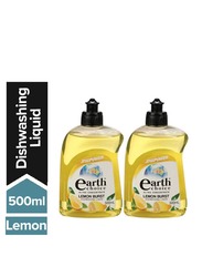 Earth Choice Lemon Burst Dish Washer Liquids, 2 x 500ml, Yellow