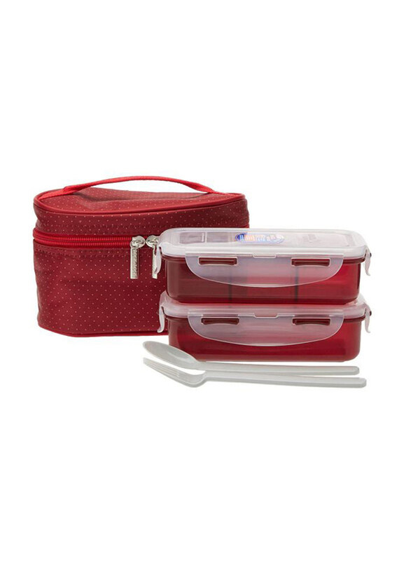 

Lock & Lock 2x350ml Lunch Box With Bag Set, Multicolour