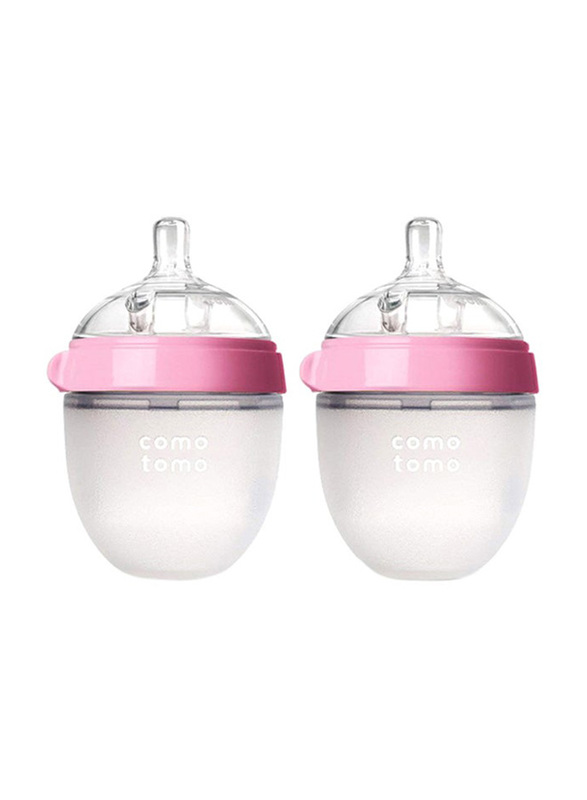 

Comotomo Natural Feel Feeding Bottle Set, 2 x 150ml, Clear/Pink