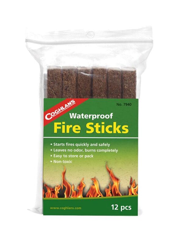 Coghlans Waterproof Fire Stick Set, 12 Pieces, Brown