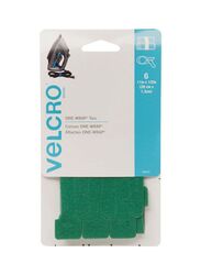 Velcro 6-Piece One-Wrap Ties, 28 x 1.3cm, Green