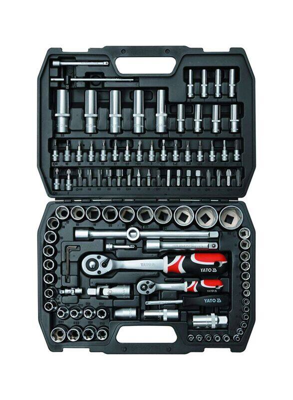 

Yato 108-Piece Socket Set, 1/2-1/4 Inch, Silver/Black