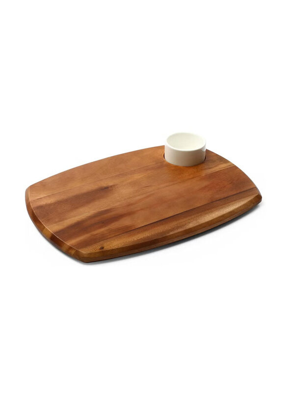 

Billi Wooden Serving Board with Ceramic Bowl, ACA-42.2, Brown/White