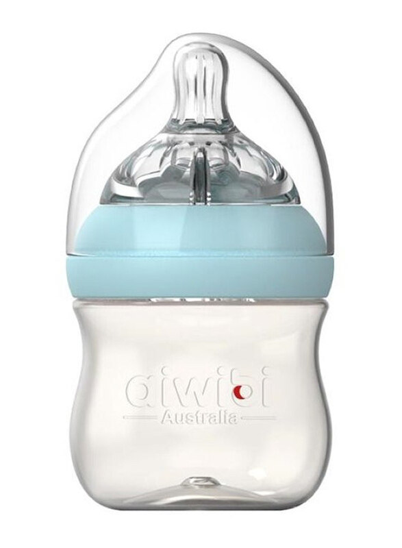 

Aiwibi New Born Feeding Bottle, 120ml, Blue/Clear