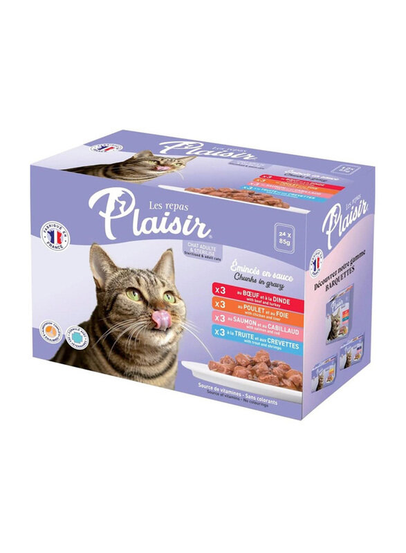 

Plaisir Wet Cats Food with Chunks in Gravy, 24 x 85g