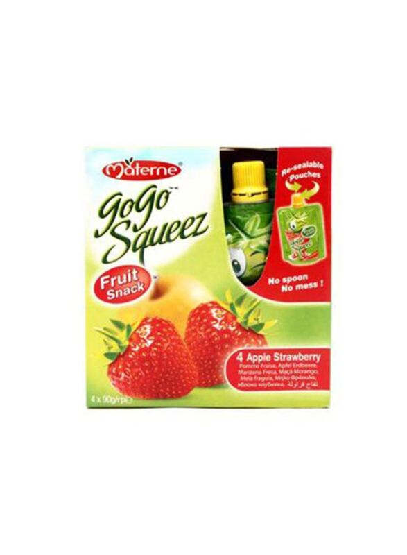 Materne Gogo Squeez Apple Strawberry Fruit Snack, 4 x 90g