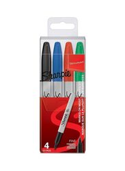 Sharpie Fine Tip Permanent Markers Set, 4 Piece, Multicolour