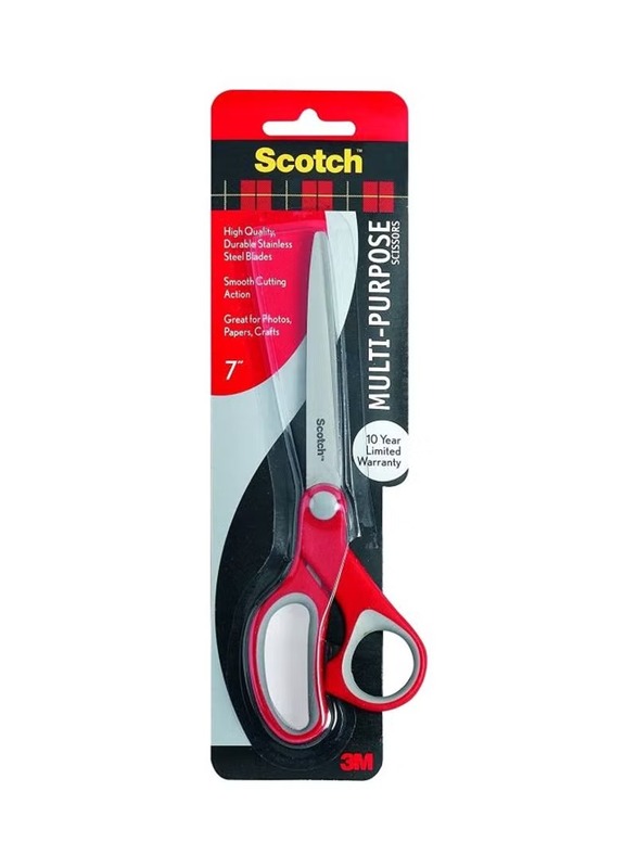 3M Scotch Multipurpose Scissor, 7 Inch, Red/Silver