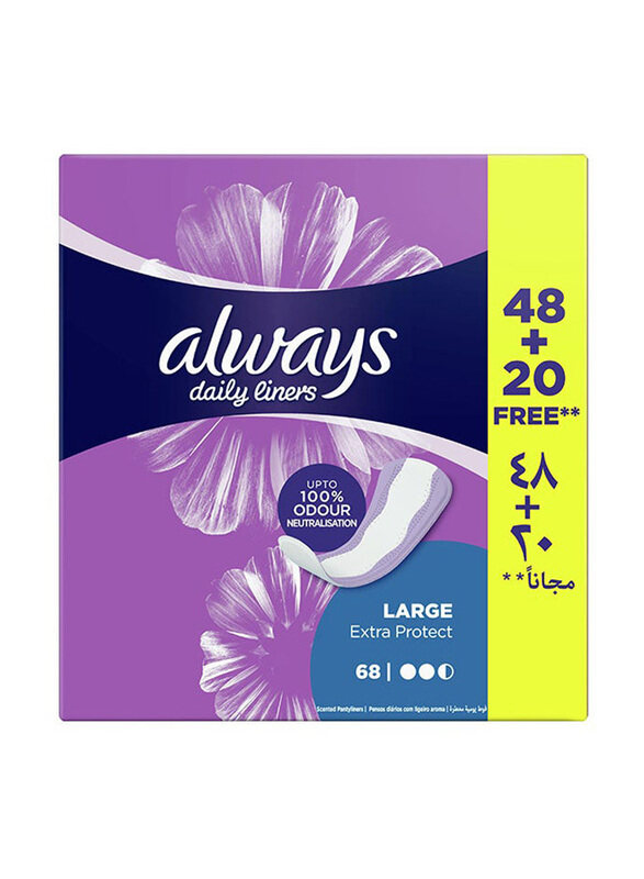 

Always Unscented Extra Protect Daili Liners, Large, 68 Pieces