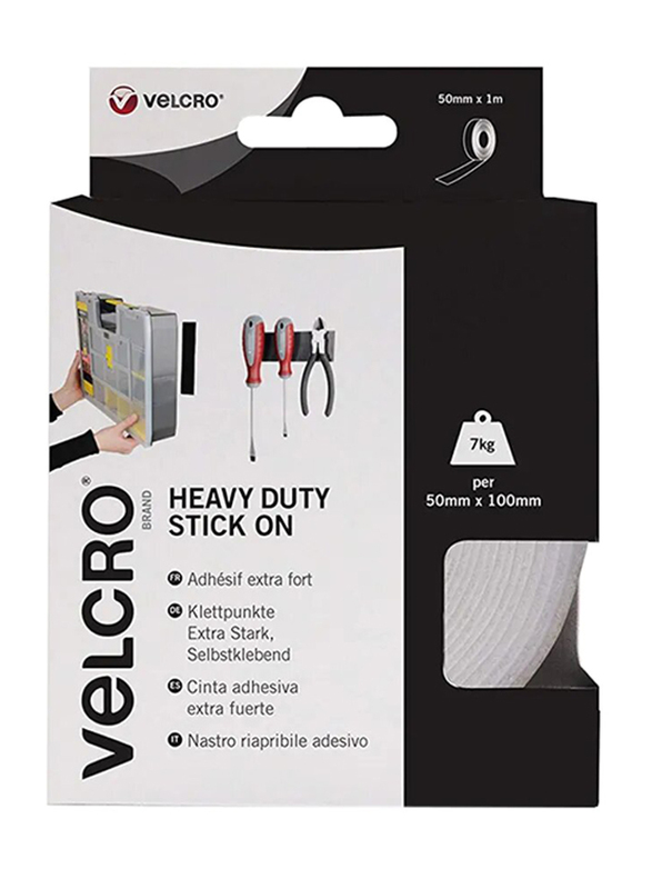 Velcro Heavy Duty Tape for Walls, 2 mtr, White