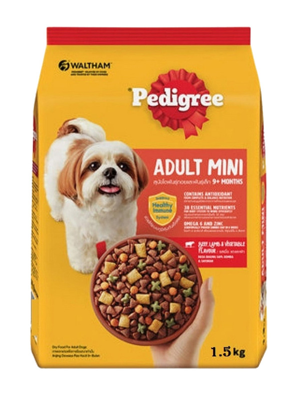 

Pedigree Adult Mini 9+ Months Dry Dog Food with Beef Lamb & Vegetable, 1.5 Kg