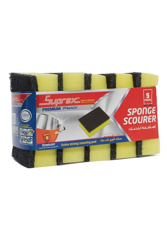 Suprex Premium Sponge Scourer, 9.5 x 7 x 3cm, 5 Pieces
