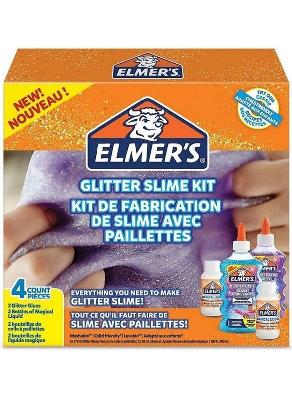 Elmer's Glitter Slime Kit, 4 Pieces, Purple