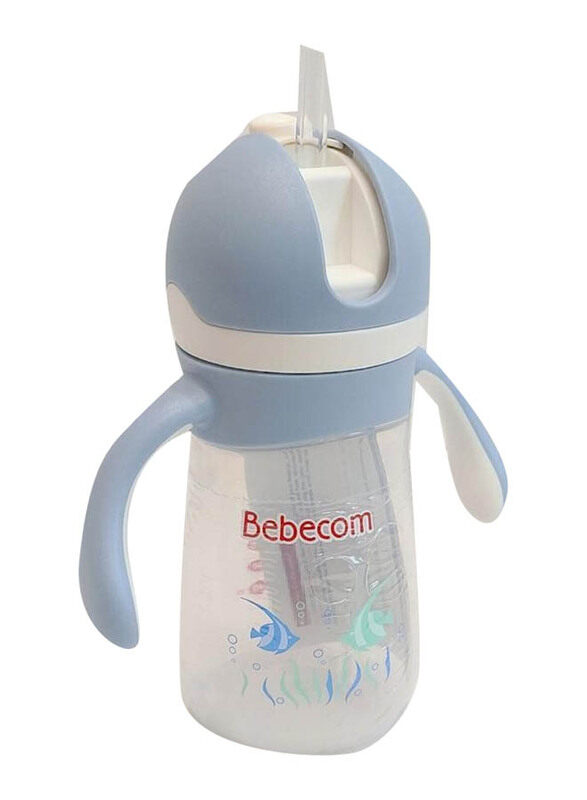 

Bebecom Baby Straw Cup with Handle, 280ml, Blue