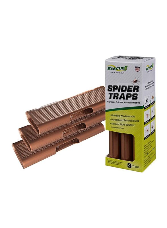 Rescue Non-Toxic Spider Traps, 7.5 x 2.5 x 2.5inch, 3 Piece, Brown