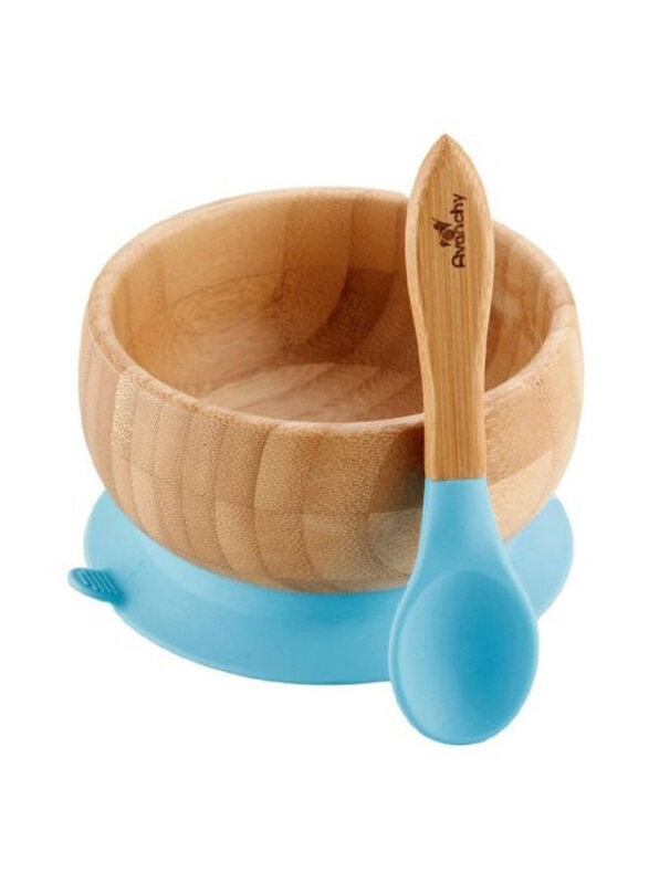 

Avanchy Bamboo Suction Classic Bowl & Spoon Set, Blue