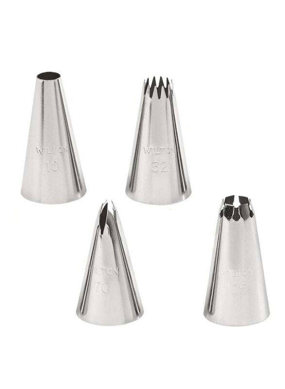 

Wilton 4-Piece Borders Cake Decorating Tip Set, Silver