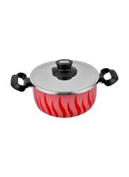 Tefal 20cm Flame Printed Non-stick Cooking Pot with Lid, Multicolour