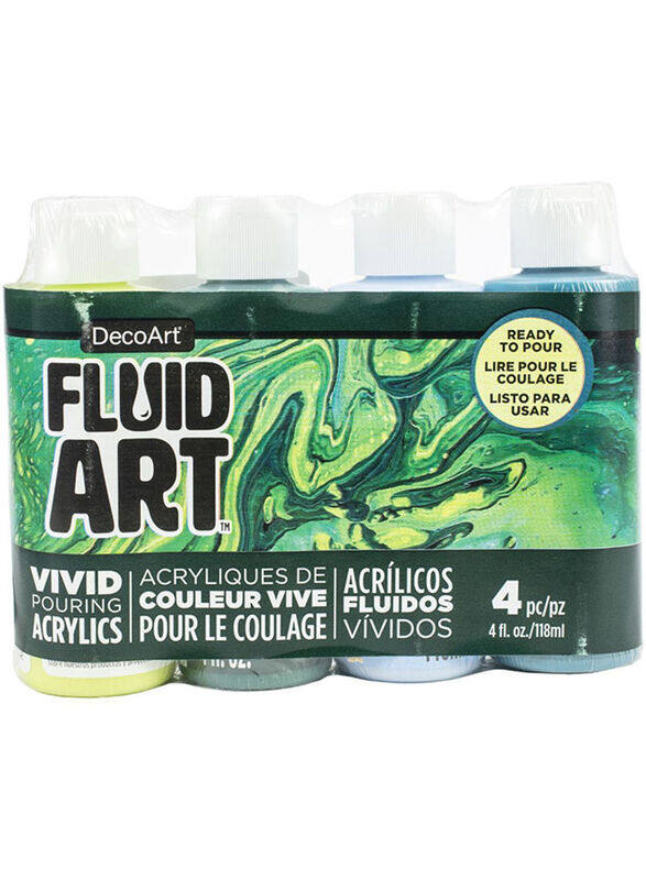 Deco Art 4-Piece Fluid Art Acrylic Paint Set, 118ml, Multicolour