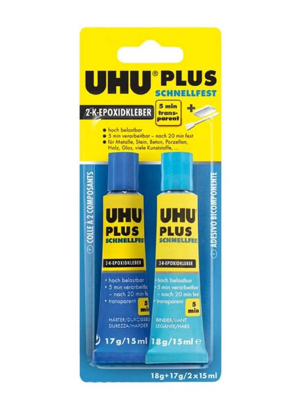 

Uhu 15ml 2-Piece Epoxy Quick Set Glue Tube, Multicolour