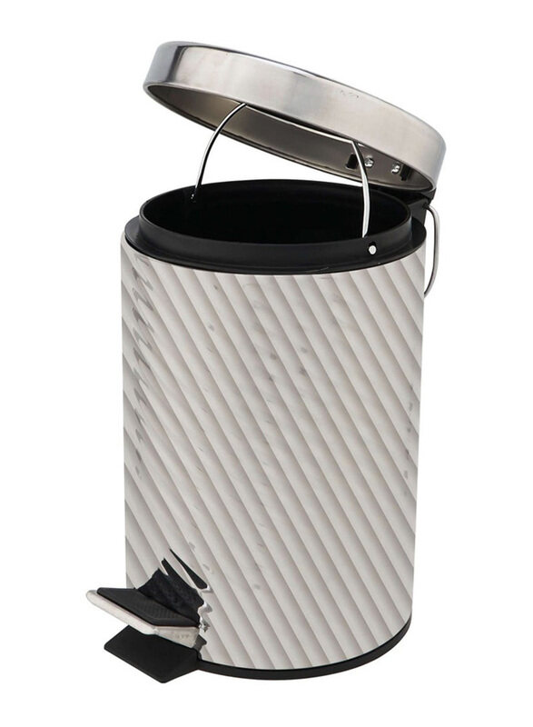 

Hygic Stripes Design Stainless Steel Pedal Bin, 3 Liters, Silver