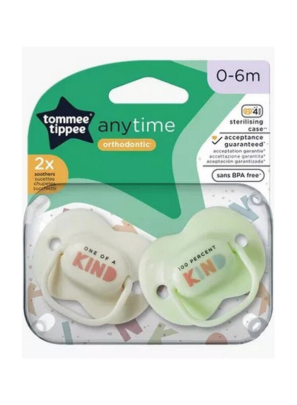 

Tommee Tippee Anytime Orthodontic Soother Set, 2 Pieces, Multicolour