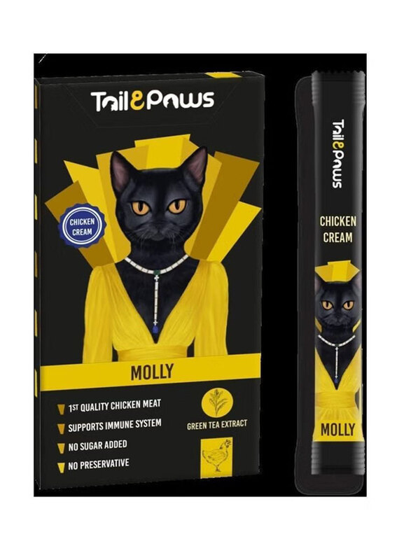 

Tail&paws Molly Chicken Liquid Cat Treat, 5 x 15g, Black