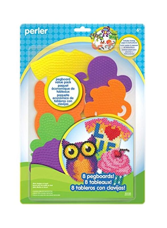 Perler Bead Pegboard Value Pack, 8-Piece, Orange/Purple/Yellow