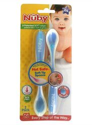 Nuby 2-Piece Hot Safe Soft Tip Spoon Set, Blue