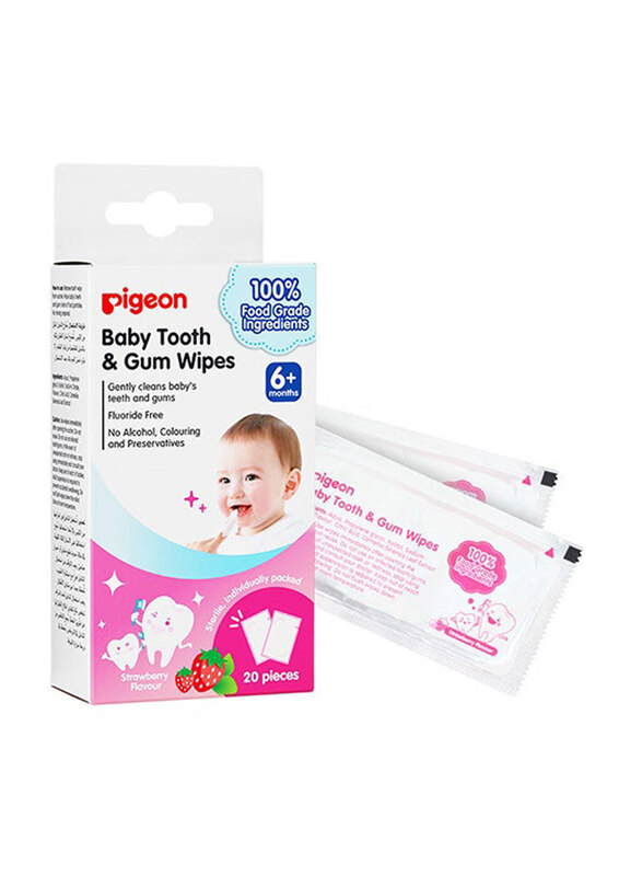 

Pigeon 20-Pieces Strawberry Baby Tooth & Gum Wipes, White