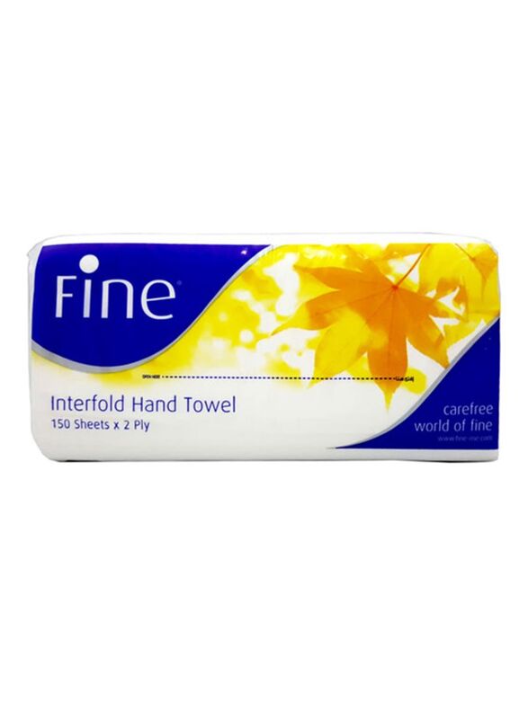 Fine 2 Ply Interfold Hand Towel, 150 Sheets